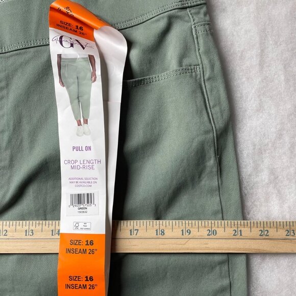 NWT Gloria Vanderbilt All Round Slimming Effect Green Pull On Crop Pants Size 16 - Picture 7 of 10